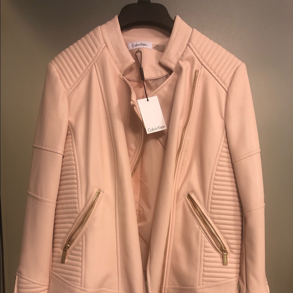 Blush pink leather jacket new